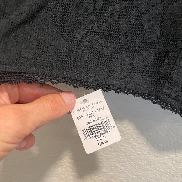 American Eagle Black Lace Cropped Bra Top L NWT - Picture 3 of 6